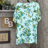 Denim & Co. Plus Printed Jersey Fit & Flare Henley Tunic Top