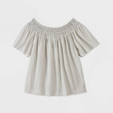 A New Day Women's Striped Short Sleeve Smocked Yoke Top