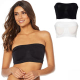 Rhonda Shear 2 Pack Seamless Underwire Bandeau Bras Black/ White Large