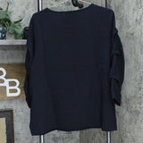 NWT Martha Stewart Women's Knit Crepe Gathered 3/4 Sleeve Top. A350990 Large