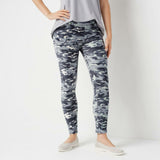 Cuddl Duds Women's Double Plush Velour Leggings Blue Camo Large