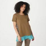 NWT LOGO by Lori Goldstein Classic French Terry Top Woven Panels Plus 2X