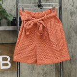A New Day Women's High Rise Eyelet Paperbag Shorts Coral 2