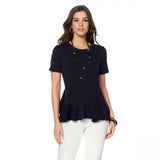DG2 by Diane Gilman Women's Plus Size Asymmetric Ruffle Hem Top
