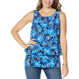 DG2 by Diane Gilman Women's Printed Mixed Media Easy Tank Top