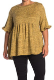 Forgotten Grace Plus Size Elbow Sleeve Knit Babydoll Tunic Top