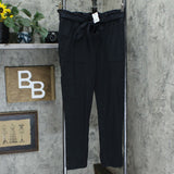 NWT AnyBody Womens Regular French Terry Pants With Paperbag Waist. A367666 XS