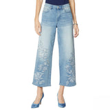 DG2 by Diane Gilman Petite Plus Embroidered And Frayed Wide-Leg Jeans