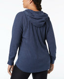 Calvin Klein Womens Plus Size Ruched Sleeve Full Zip Hoodie