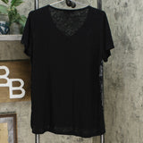 DG2 by Diane Gilman Burnout Printed And Embellished Top Black Animal Medium