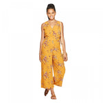 Xhilaration Women's Floral Print Sleeveless V-Neck Side Button Jumpsuit