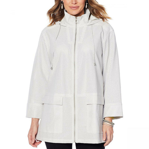 NWT MarlaWynne Womens Perforated Anorak Coat. 631105-Plus Plus 1X