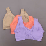 Rhonda Shear 3 Pack Seamless Bras With Lace And Back Closure Purple Multi Large