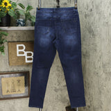 DG2 by Diane Gilman Virtual Stretch Crosshatch Destructed Skinny Jeans Indigo 10