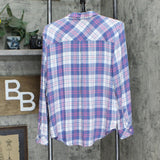 Rails Women's Hunter Plaid Button Up Long Sleeve Shirt Blue Large