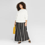 Who What Wear Plus Size Button Shoulder Long Sleeve Sweatshirt Cream 1X