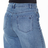 DG2 by Diane Gilman Women's Plus Size Embroidered Cropped Wide Leg Jeans