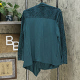 DG2 by Diane Gilman Eco-Ponte Knit Drape Front Easy Jacket Green Snake Medium