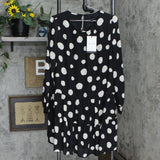 Who What Wear Polka Dot Long Sleeve Round Neck Button Back Tiered Mini Dress