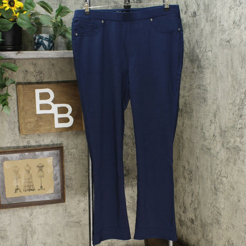 DG2 by Diane Gilman Pull On Stretch Ponte Boot Cut Pants Navy XL