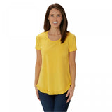 Isaac Mizrahi Live! Plus Scoop Neck Curved Ruffle Hem Knit Top