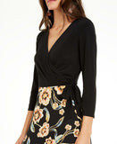 INC International Concepts Tie Side Printed Skirt Maxi Dress Black 16