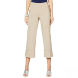 MarlaWynne Women's Twill FLATTERfit Cropped Pants With Cuff