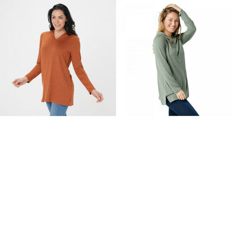 Denim & Co. Plus Size Heavenly Jersey Crossover V-Neck Hoodie