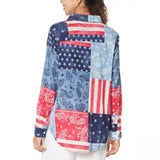 DG2 by Diane Gilman Women's Patchwork Print Button Down Shirt