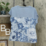 NWT DG2 By Diane Gilman Mixed Media Embroidered Tee With Front Seam. 679738 S