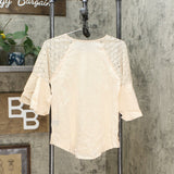 DG2 by Diane Gilman Women's Eyelet Flutter Sleeve Knit Top