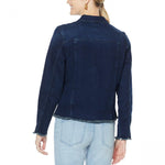 DG2 by Diane Gilman Women's Plus Size Frayed Denim Jacket With Pockets