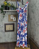 Isabel Maternity Maternity Floral Print Sleeveless Smocked Dress Navy Blue S