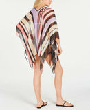 Calvin Klein Women's Striped Chiffon Poncho Cover Up Ruana