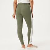 Lisa Rinna Collection Women's Contrast Skinny Stripe Knit Joggers Army Large