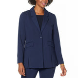 DG2 by Diane Gilman Women's Stretch Knit Ponte Blazer Jacket Navy Medium