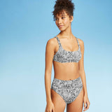 Xhilaration Women's Ribbed Cheeky High Leg Waist Bikini Bottom