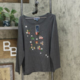 Karen Scott Women's Plus Size 3/4 Sleeve Christmas T-Shirt