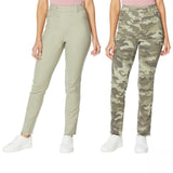DG2 by Diane Gilman Reversible Twill Pull On Skinny Jean Olive Camo Petite XXS