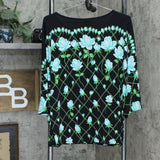 Bob Mackie Women's Rose Trellis Print Knit Top