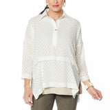 MarlaWynne WynneLayers Women's Plus Size Chiffon Jacquard Popover Top
