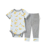 Burt's Bees Crazy Bunch Organic Baby Bananas Bodysuit & Pant Set Gray 3M-6M