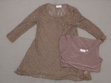 Women with Control Lace Tunic and Jersey Knit Tank Top Set Mocha XS