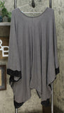 Soft & Cozy Women's Plus Size Brushed Hacci Knit Poncho With Lace Trim