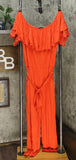 Colleen Lopez Off the Shoulder Jumpsuit With Lace Detail Red Petite XL