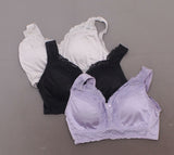 Rhonda Shear 3 Pack "Betty" Pin Up Bra with Pads Purple Multi Medium