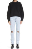 Alexander Wang Womens Rib Merino Wool Blend Mock Neck Sweater Black L