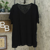 DG2 by Diane Gilman Burnout Printed And Embellished Top Black 3X