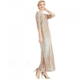 R&M Richards Women's Wrap V-Neck Sequin Dress Gown