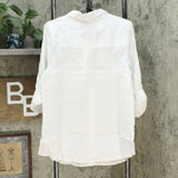 Charter Club Women's Plus Size Button Up Linen Utility Shirt